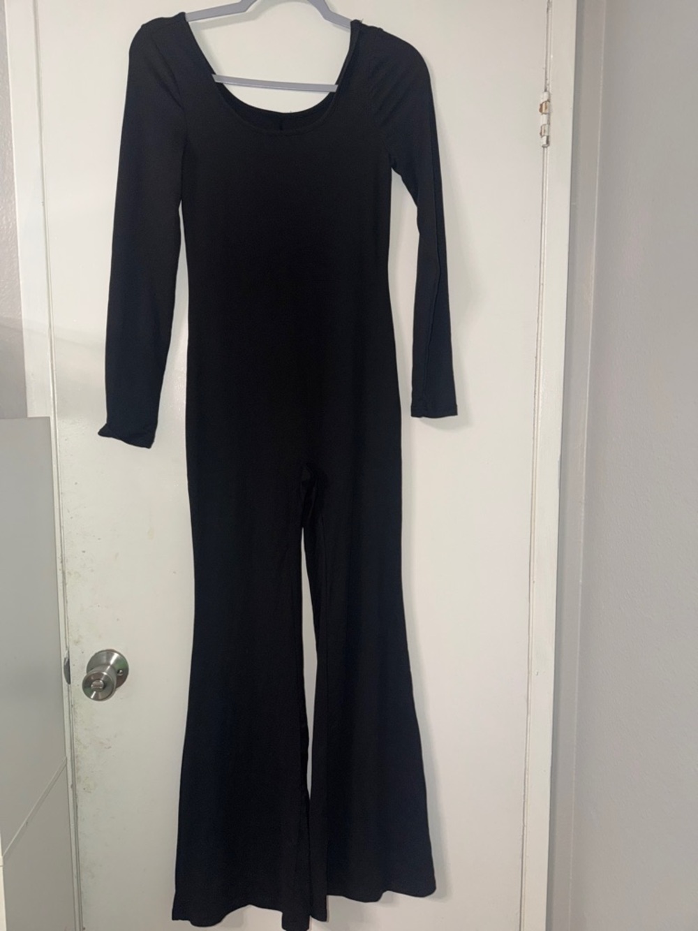 Black Long Sleeve Ribbed Jumpsuit